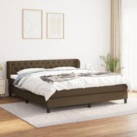 Boxspring met matras stof donkerbruin 160x200 cm - thumbnail
