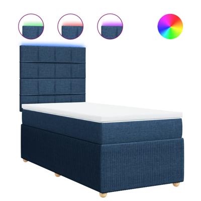 Boxspring met matras stof blauw 80x200 cm - thumbnail