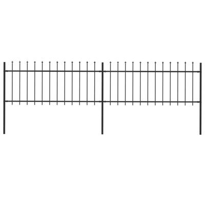 Tuinhek met speerpunt staal 359x80 cm zwart