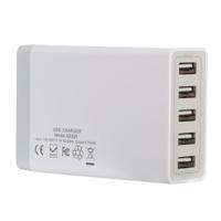 XBX09 5V 8A 5 USB Ports Quick Charger Travel Charger(White) - thumbnail