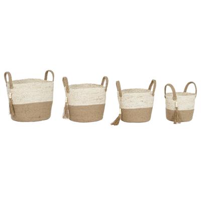Basket spelset Home ESPRIT Natuurlijk Lichtbruin Jute Maïsvezel Modern 40 x 40 x 41 cm