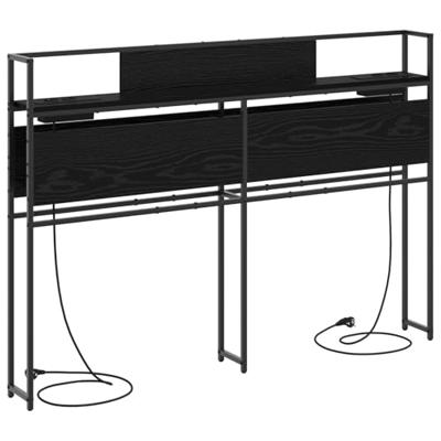 Opberghoofdbord met plank Zwart eiken 160 cm Bewerkt hout