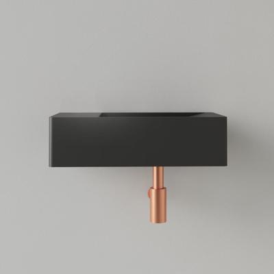 Fontein Gliss Design Freya Solid Marble 40x22x10 cm Zonder Kraangat Links Mat Zwart