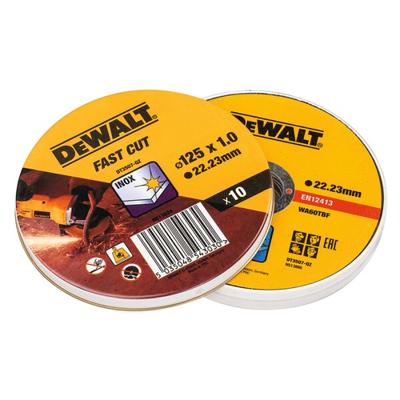 DeWalt Accessoires blik 10st doorslijpschijf inox 125x1x22,2mm - dt3507-qz