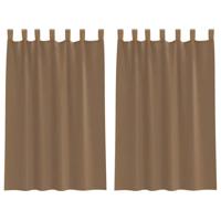 Gordijnen voile met lussen 2 st 140x175 cm lichtbruin - thumbnail