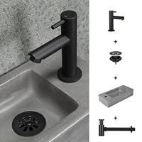 Differnz Jax fonteinset beton donkergrijs kraan recht mat zwart 42 x 18.5 x 9 cm - thumbnail