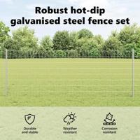 VidaXL Hek met paal zilver 0,8 x 25 m staal - thumbnail