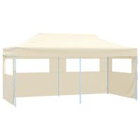 Partytent met 4 zijwanden inklapbaar 3x6 m staal crme - thumbnail