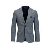 WE Fashion slim fit colbert met all over print donkerblauw - thumbnail