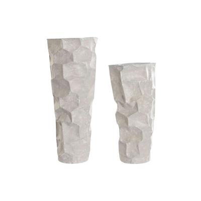 Set van 2 Vazen Home ESPRIT Beige Metaal Modern 20 x 20 x 48 cm 19 x 19 x 48 cm (2 Onderdelen)