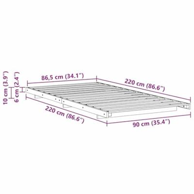 Bedframe Bruin 90 x 220 cm Massief grenenhout