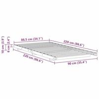 Bedframe Wasbruin 90 x 220 cm Massief grenenhout - thumbnail