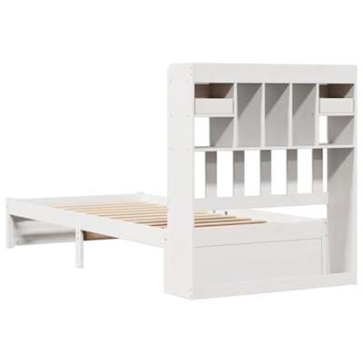 Bed met boekenkast zonder matras grenenhout wit 90x190 cm