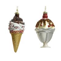 Decoris Kersthanger glas ijsje - 1 stuk - thumbnail
