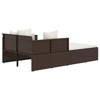 Ligbed met kussens 182x118x63 cm poly rattan bruin - thumbnail
