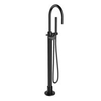 Hotbath Cobber vrijstaande badmengkraan 105,5 cm hoog met gebogen uitloop van 22,5 cm, mat zwart - thumbnail