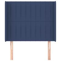 Hoofdbord met randen 83x16x118/128 cm stof blauw - thumbnail