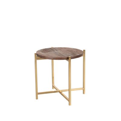 LABEL51 Bijzettafel Dox - Espresso - Mangohout - 40 cm Goud LABEL51 Bijzettafel Dox - Espresso - Mangohout - 40 cm Goud