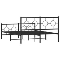 Bedframe met hoofd- en voeteneinde metaal zwart 140x190 cm - thumbnail