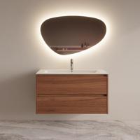 Badmeubelset BWS Riga Met Asia Wastafel Wit 100 cm Walnoot Boss & Wessing - thumbnail