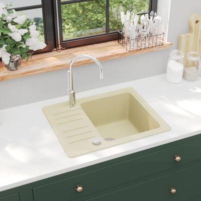 VidaXL Gootsteen enkele bak graniet beige