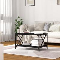 Salontafel 80x50x45 cm bewerkt hout en ijzer zwart - thumbnail