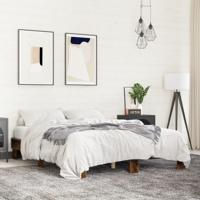 Bedframe bewerkt hout metaal gerookt eikenkleurig 150x200 cm - thumbnail