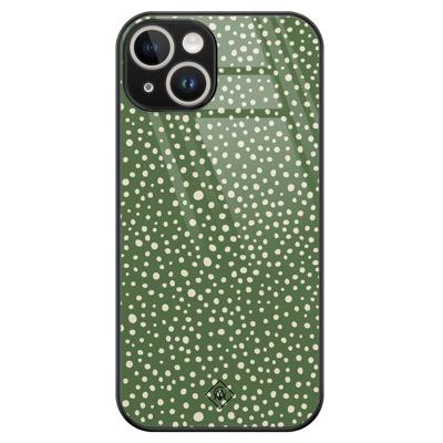 iPhone 14 glazen hardcase - Green dots iPhone 14 glazen hardcase - Green dots