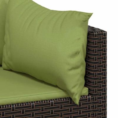 Tuinhoekbanken met kussens 2 st poly rattan bruin - thumbnail
