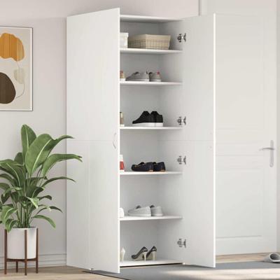Schoenenkast met plank Wit 80 x 35.5 x 180 cm Bewerkt hout