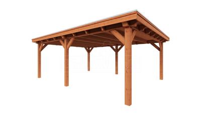 Trendhout Overkapping Toscane 650x545 cm- Plat dak- Onbehandeld lariks Douglas hout- Trendhout