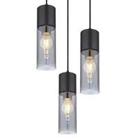 Globo Strakke hanglampAnnika 3-lichts zwart rond - 21000-3HB - thumbnail