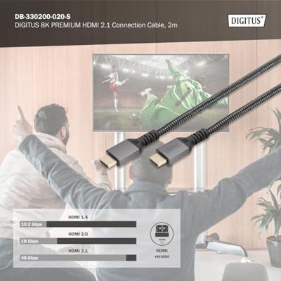 Digitus DB-330200-020-S HDMI-kabel HDMI Aansluitkabel HDMI-A-stekker 2 m Zwart 8K UHD, Aluminium-stekker, Audio Return Channel (ARC), Afgeschermd (dubbel), Digitus DB-330200-020-S HDMI-kabel HDMI Aansluitkabel HDMI-A-stekker 2 m Zwart 8K UHD, Aluminium-stekker, Audio Return Channel (ARC), Afgeschermd (dubbel),