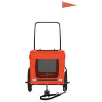 Hondenfietstrailer oxford stof en ijzer oranje en zwart - thumbnail