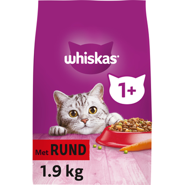 Whiskas Adult 1+ met rund kattenvoer 1,9 kg