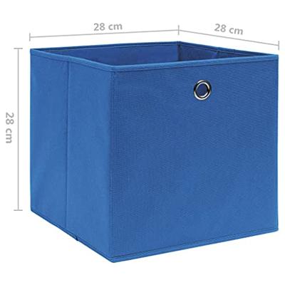 VidaXL Opbergboxen 4 st 28x28x28 cm nonwoven stof blauw VidaXL Opbergboxen 4 st 28x28x28 cm nonwoven stof blauw