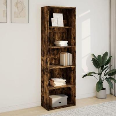 Boekenkast 60x30x189 cm bewerkt hout gerookt eikenkleurig