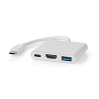 USB Multi-Port Adapter | USB 3.2 Gen 1 | USB-C Male | HDMI Output / USB-A Female / USB-C Female | 5 Gbps | 0.10 m | Rond | Vernikkeld | PVC | Wit - thumbnail
