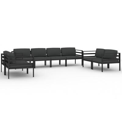 8-delige Loungeset met kussens aluminium antracietkleurig