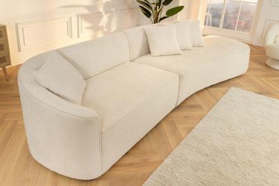 Moderne bank ATELIER L 330cm beige Bouclé XXL bank incl. kussens - 46548