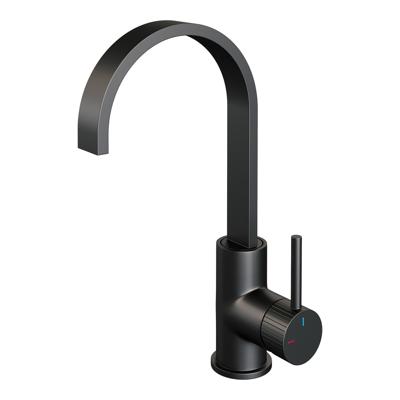 Brauer Stripe hoge opbouw wastafelmengkraan met draaibare platte uitloop model A mat zwart
