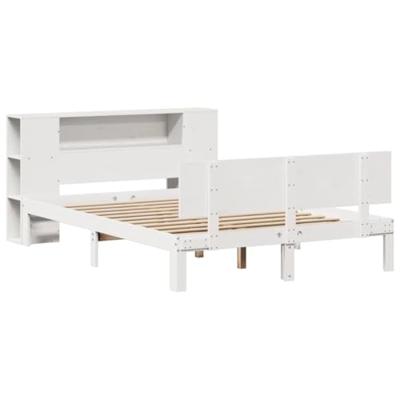 Bed met boekenkast zonder matras grenenhout wit 140x190 cm