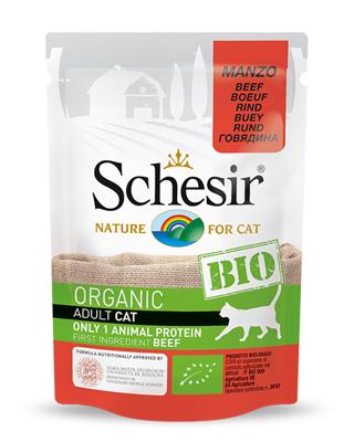 Schesir - Biologische versheidszak met rundvlees voor katten – 85 g
