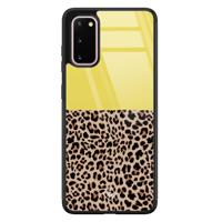 Samsung Galaxy S20 glazen hardcase - Luipaard geel - thumbnail