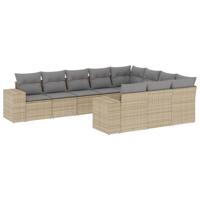 11-delige Tuinset met kussens poly rattan beige - thumbnail
