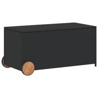 Tuinbox met wielen 190 L poly rattan zwart - thumbnail
