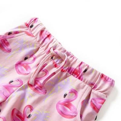 Kindershorts met trekkoord flamingozwembandprint 128 lichtroze