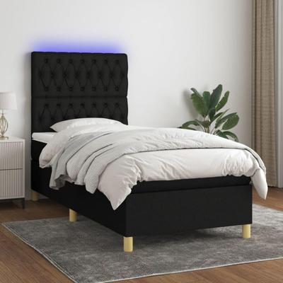 Boxspring met matras en LED stof zwart 90x190 cm
