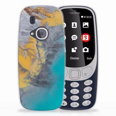 Nokia 3310 (2017) TPU Siliconen Hoesje Marble Blue Gold Nokia 3310 (2017) TPU Siliconen Hoesje Marble Blue Gold