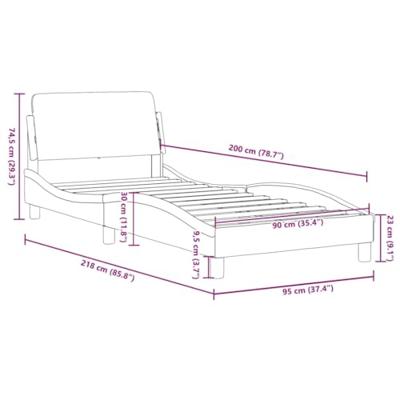 Bedframe met hoofdbord kunstleer zwart en wit 90x200 cm